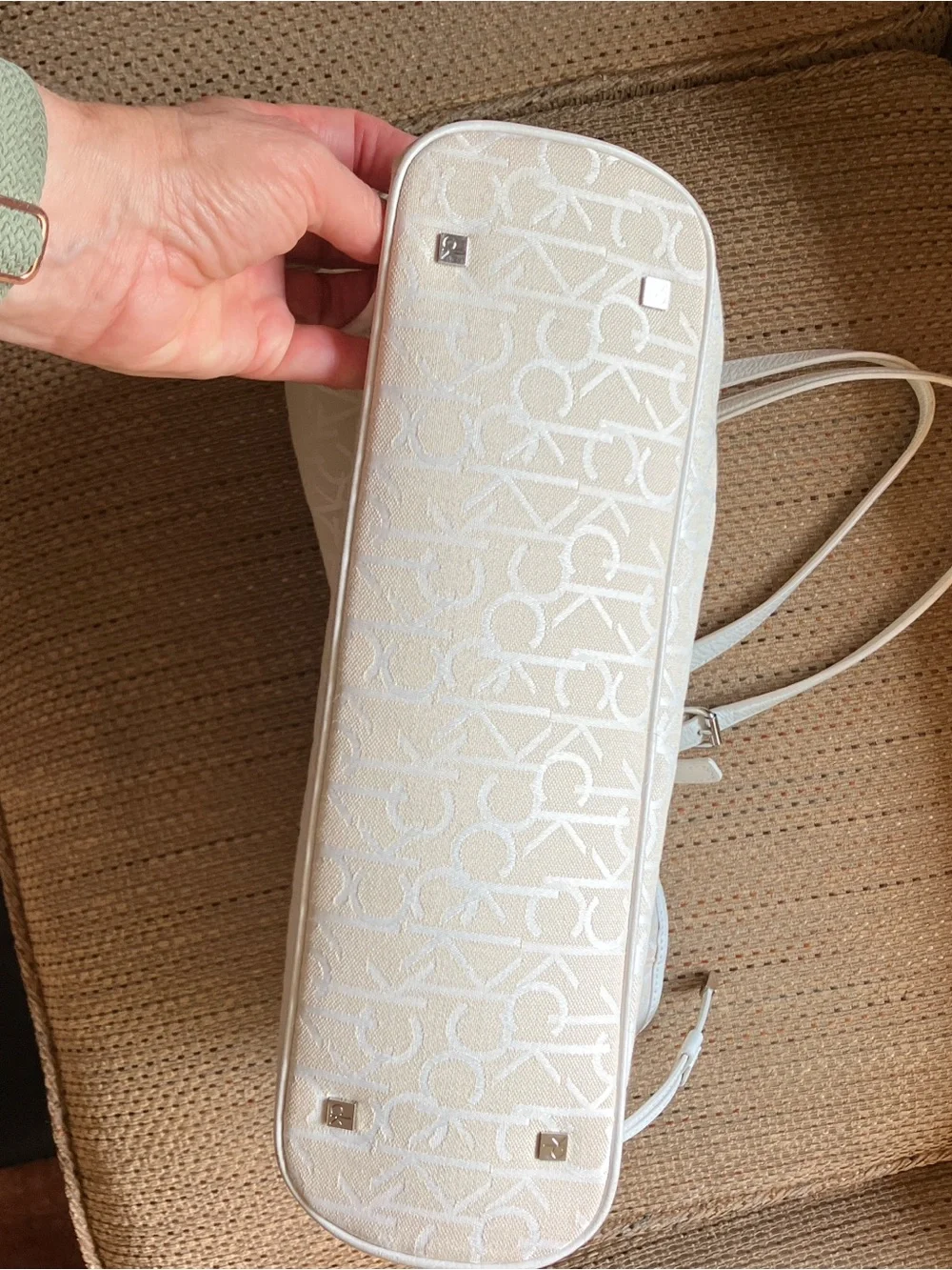 Calvin Klein Ivory Monogram Signature Tote